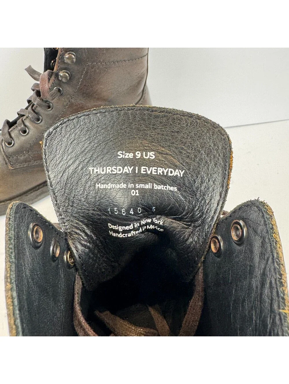 Thursday Boot Co Everyday Round Cap Toe Dark Brown Leather Lace Boots Mens Sz 9